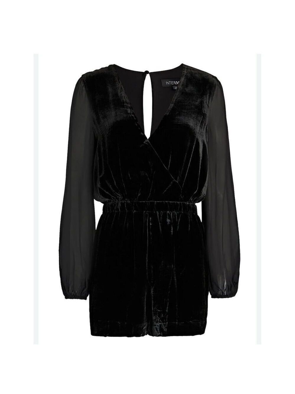 Intermix Women's Black Velvet Wrap Front Romper Size 10 Party/Cocktail - Picture 1 of 6